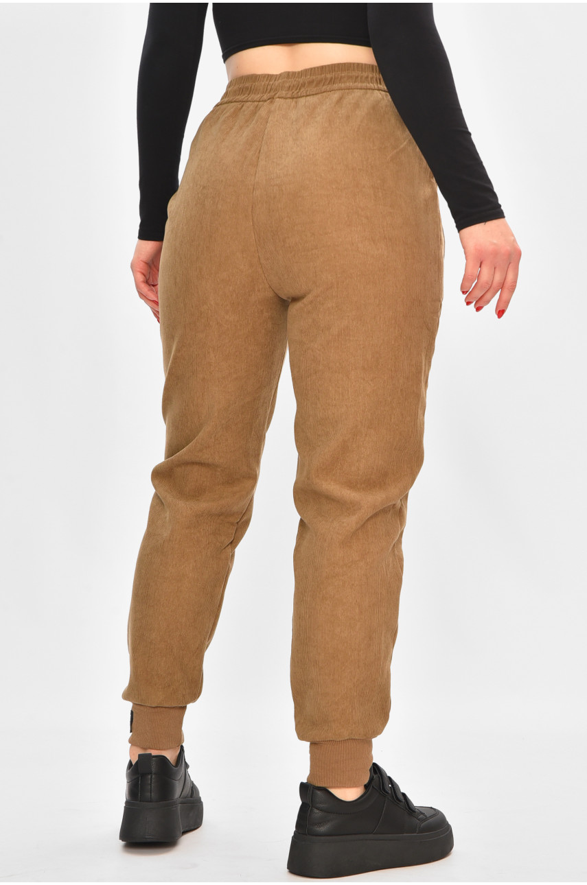 Спортивные штаны женские на искусственном меху бежевого цвета 2039 208487