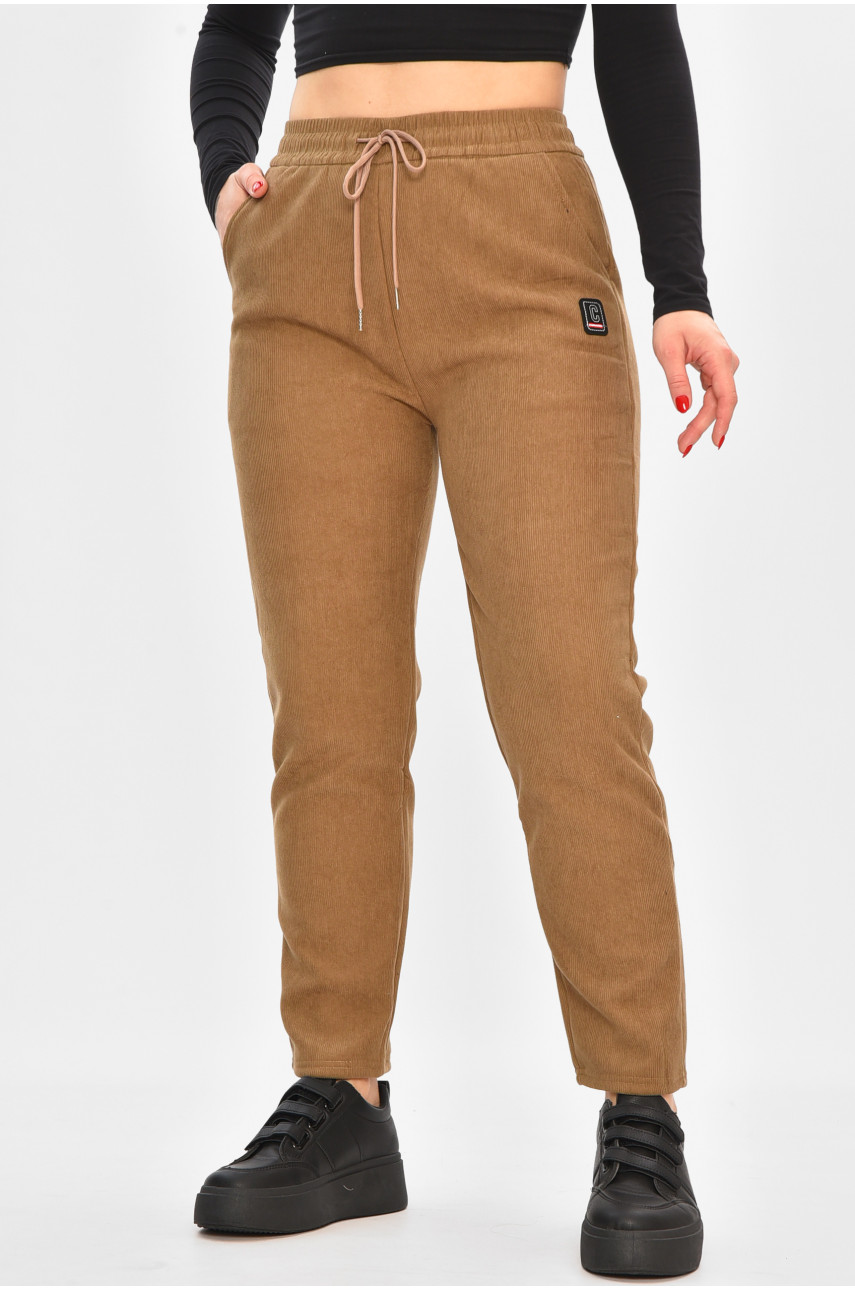 Спортивные штаны женские на искусственном меху бежевого цвета 2037 208488