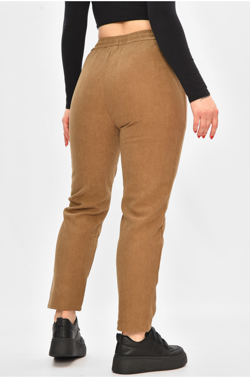 Спортивные штаны женские на искусственном меху бежевого цвета 2037 208488