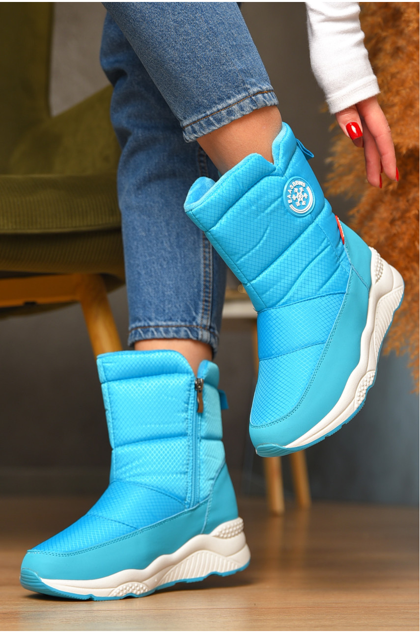 Дутики женские на меху голубого цвета 745-3 208497