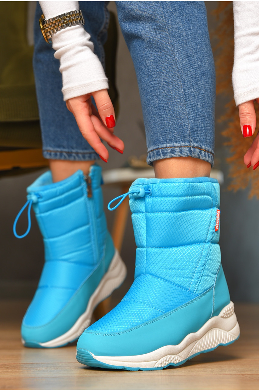 Дутики женские на меху голубого цвета 741-3 208498