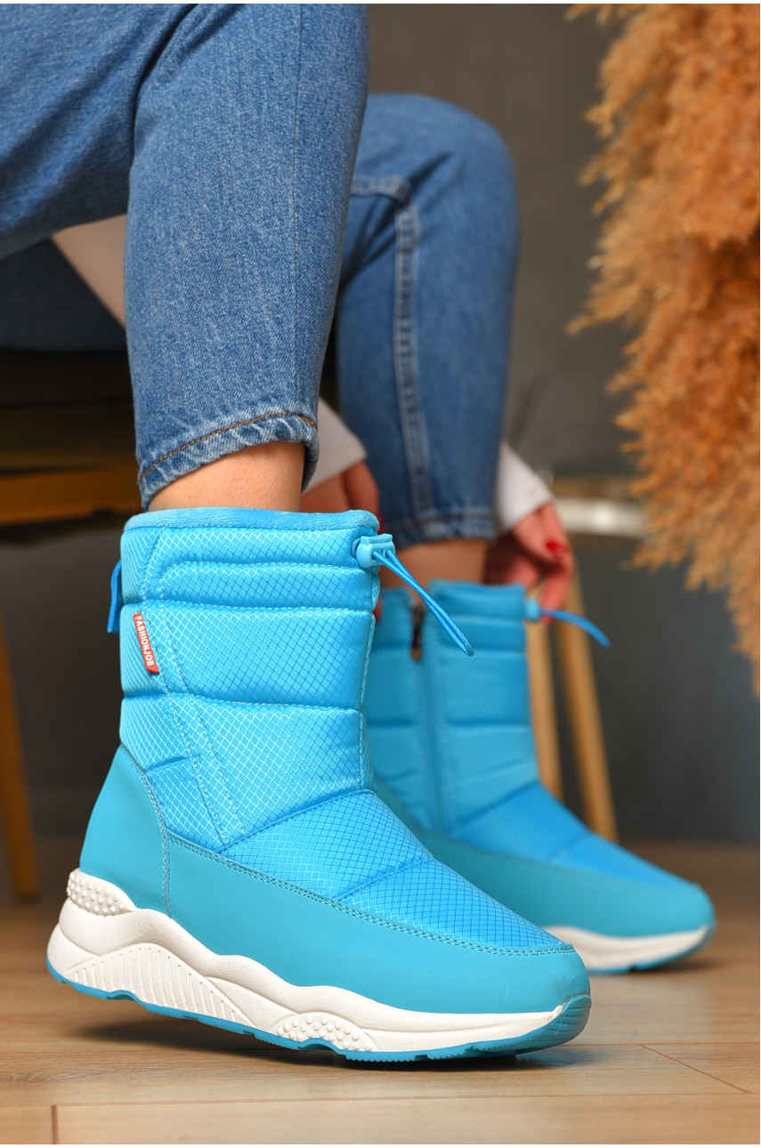 Дутики женские на меху голубого цвета 741-3 208498