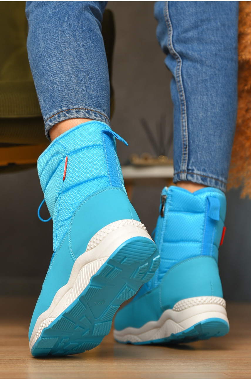 Дутики женские на меху голубого цвета 741-3 208498