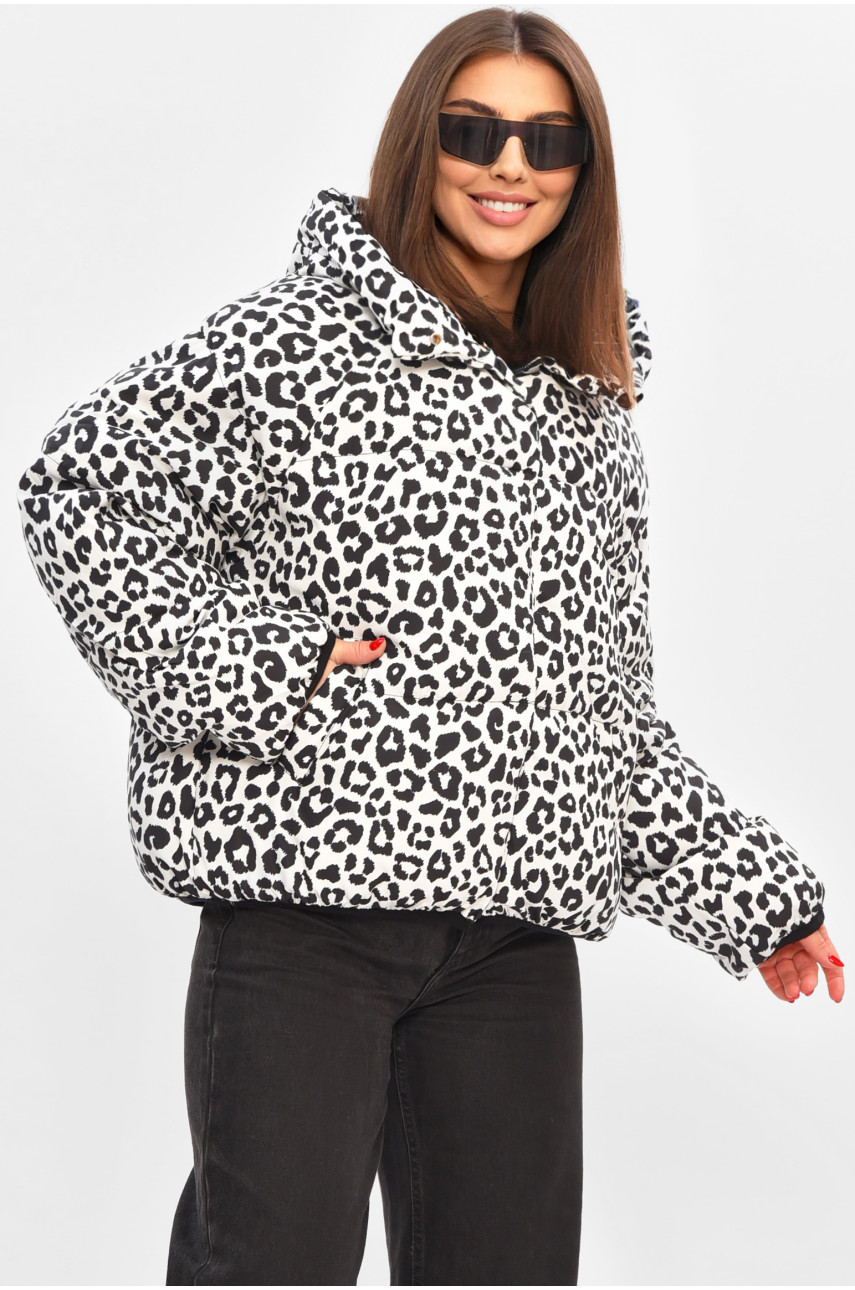 Куртка женская демисезонная белого цвета с принтом 05 208499