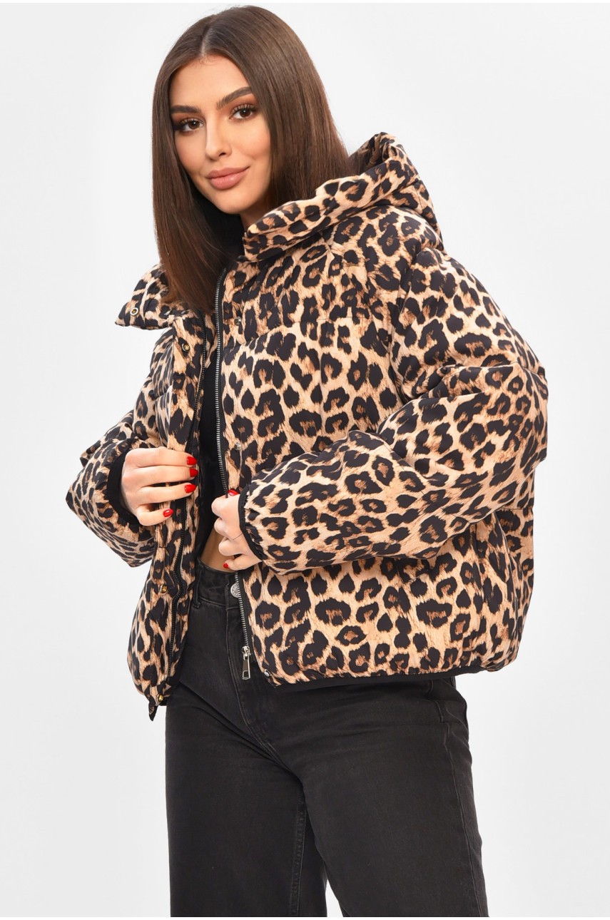 Куртка женская демисезонная бежевого цвета с принтом 05 208500