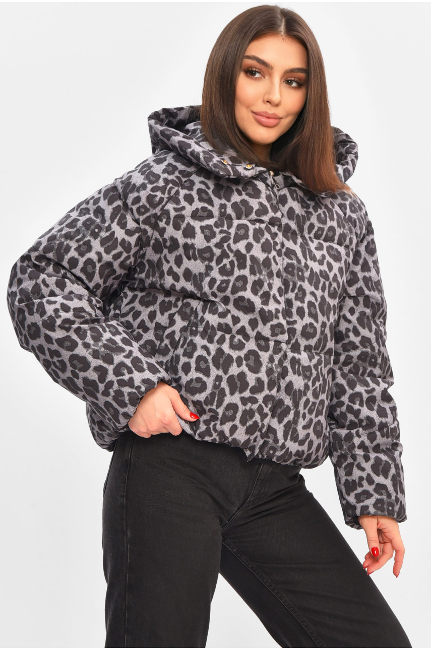 Куртка женская демисезонная серого цвета с принтом 05 208502