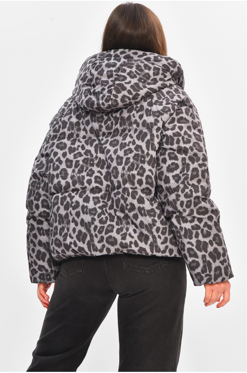 Куртка женская демисезонная серого цвета с принтом 05 208502