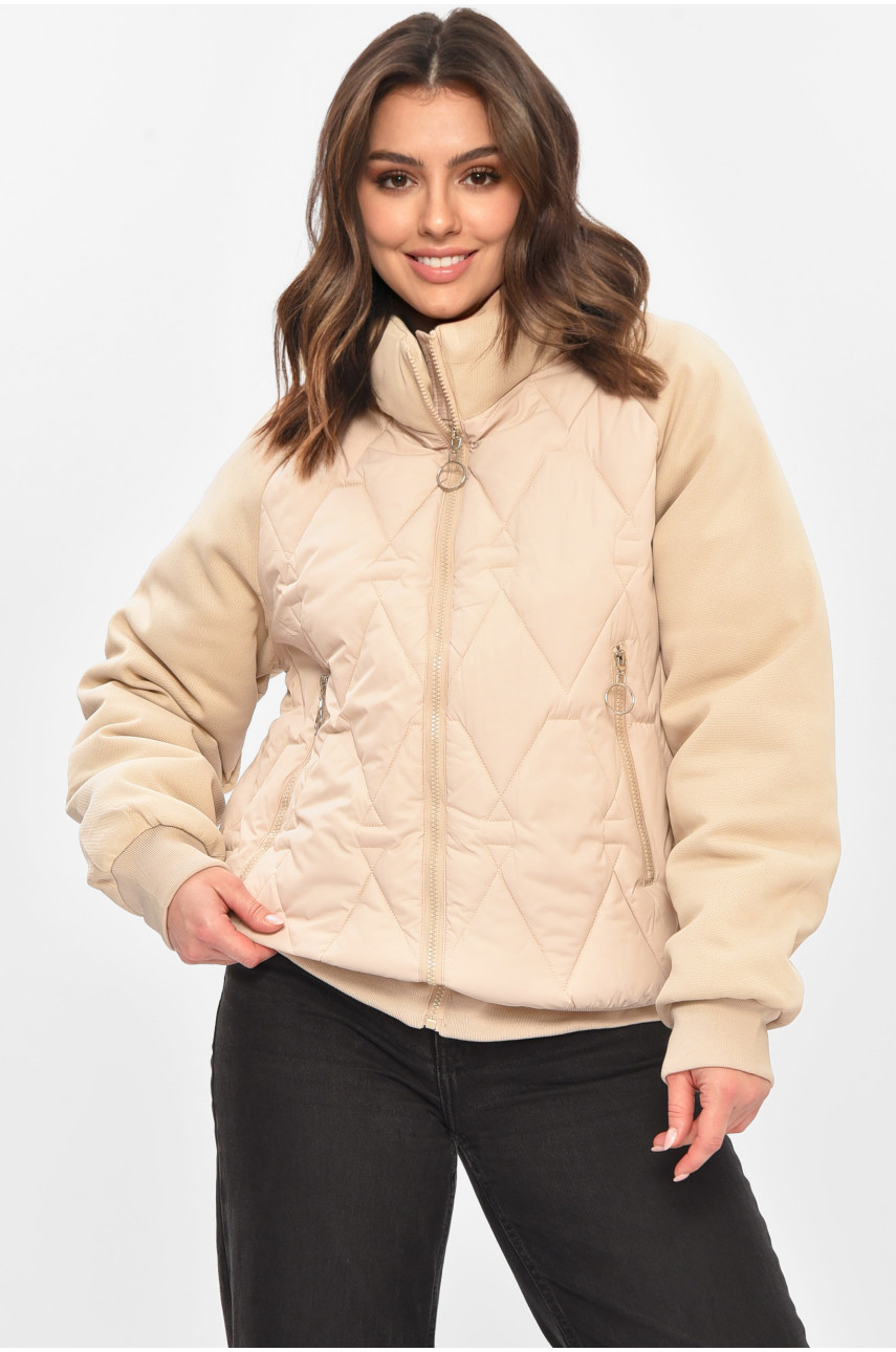 Куртка жіноча демісезонна світло-бежевого кольору 191 208504