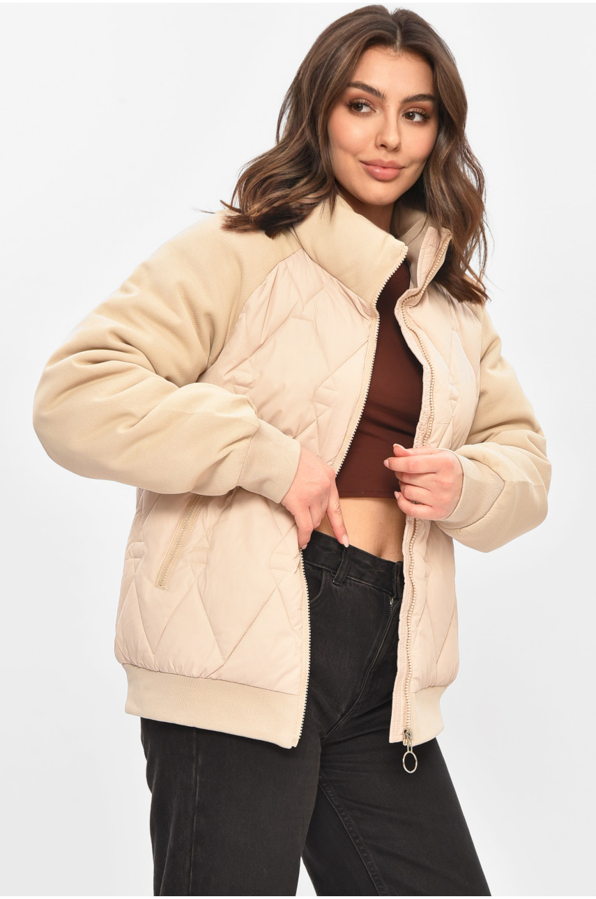 Куртка жіноча демісезонна світло-бежевого кольору 191 208504