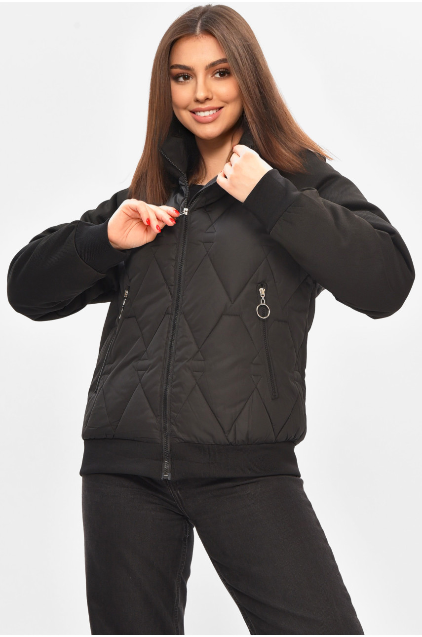 Куртка женская демисезонная черного цвета 191 208505