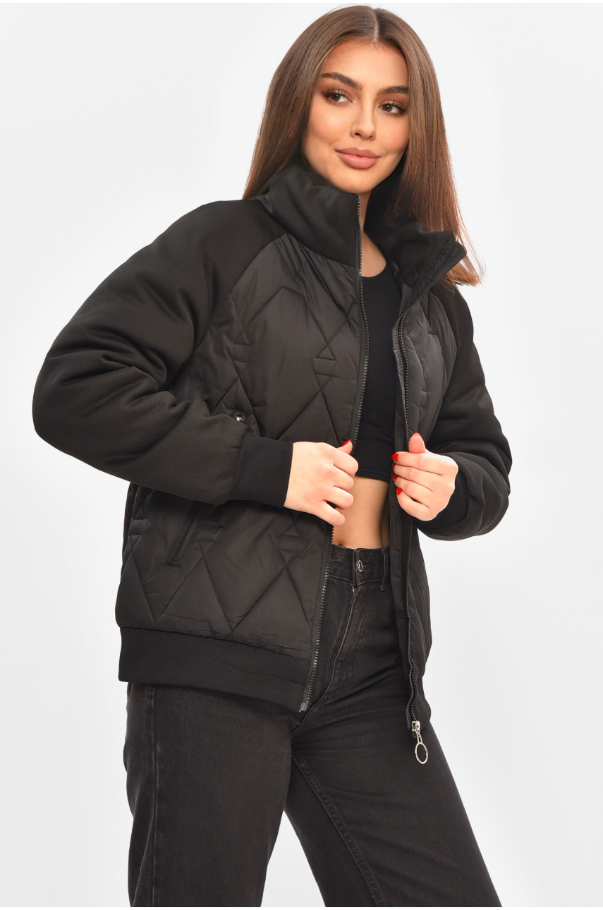 Куртка женская демисезонная черного цвета 191 208505