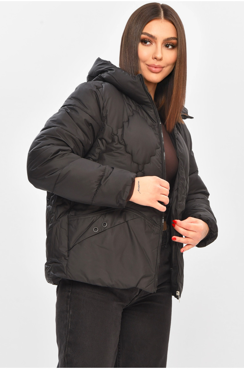 Куртка женская демисезонная черного цвета 8032 208529