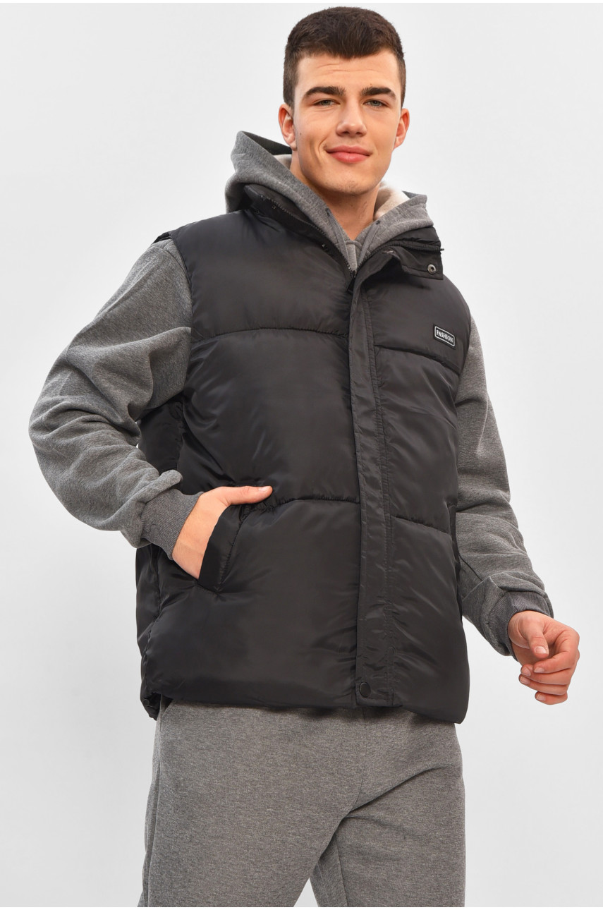 Жилетка мужская демисезонная черного цвета b-1 208535