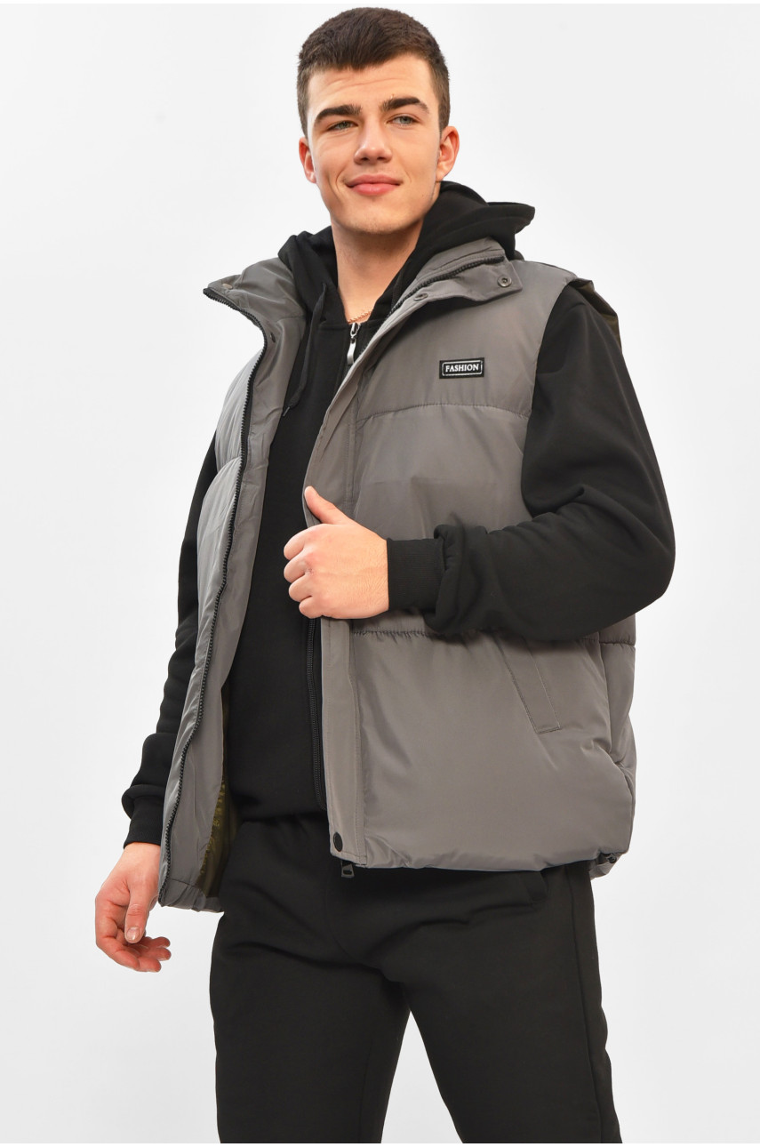 Жилетка мужская демисезонная серого цвета b-1 208536