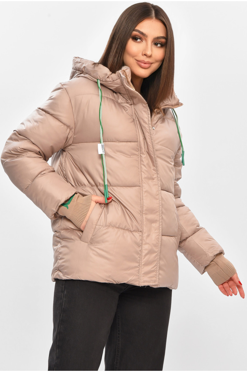 Куртка женская демисезонная тёмно-бежевого цвета 1108 208547