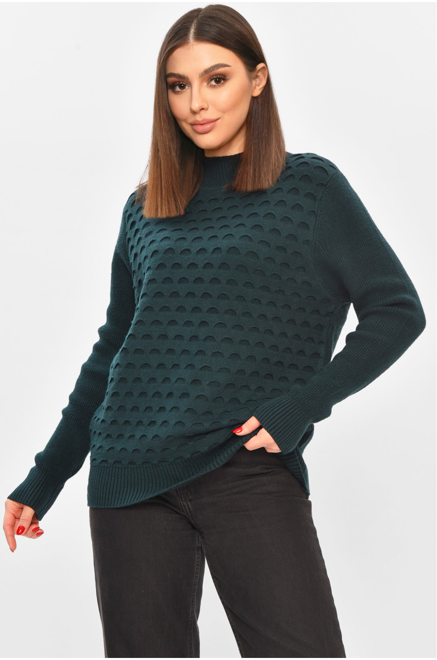 Свитер женский однотонный тёмно-зеленого цвета 2626 208549