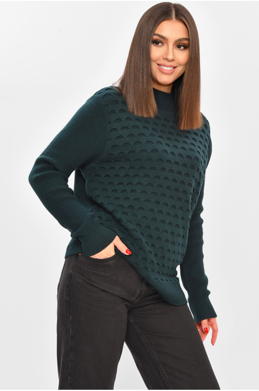 Свитер женский однотонный тёмно-зеленого цвета 2626 208549