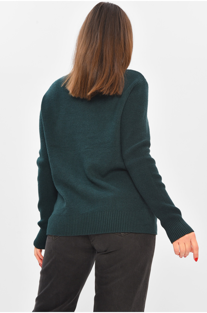 Свитер женский однотонный тёмно-зеленого цвета 2626 208549