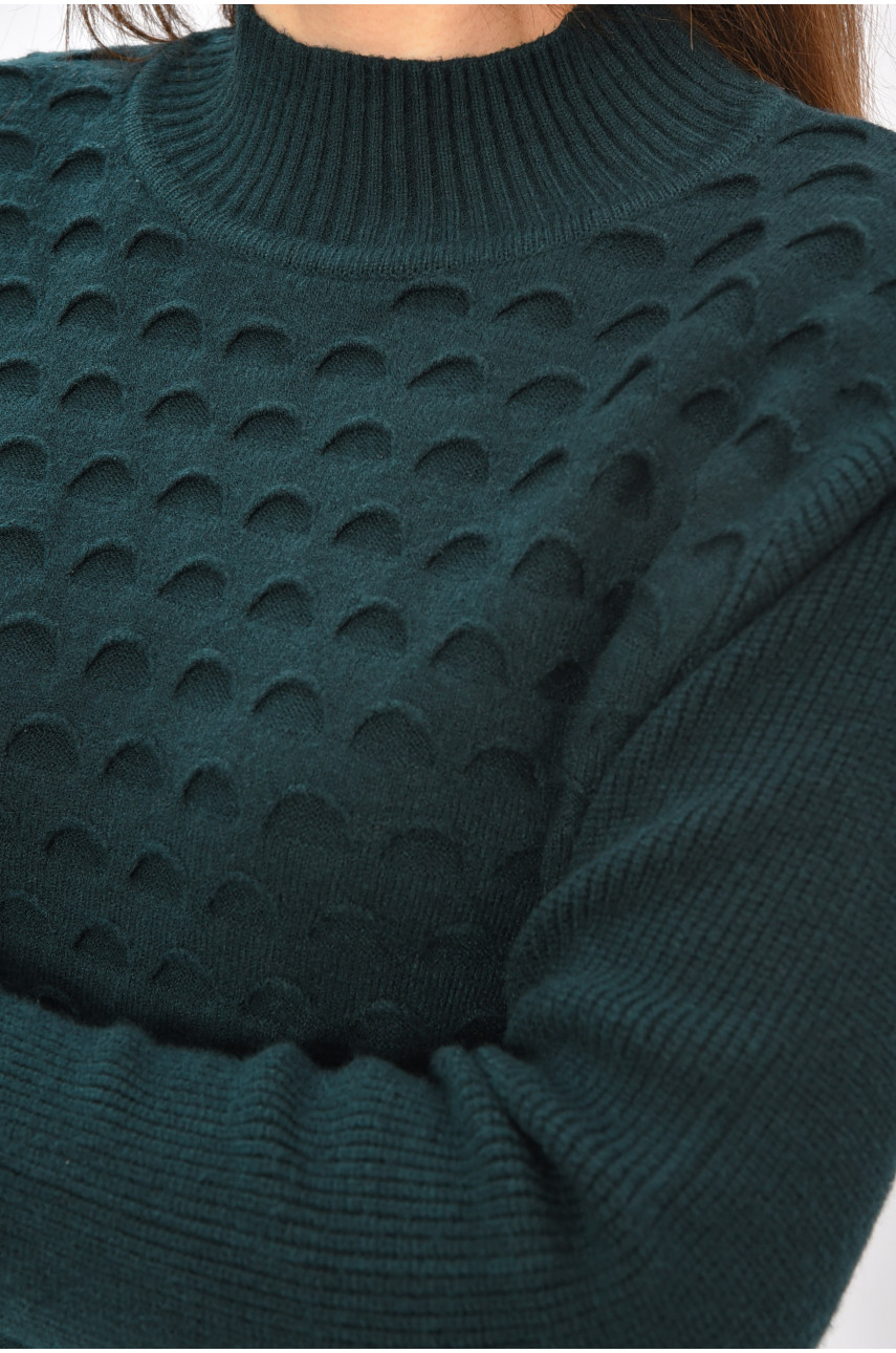 Свитер женский однотонный тёмно-зеленого цвета 2626 208549
