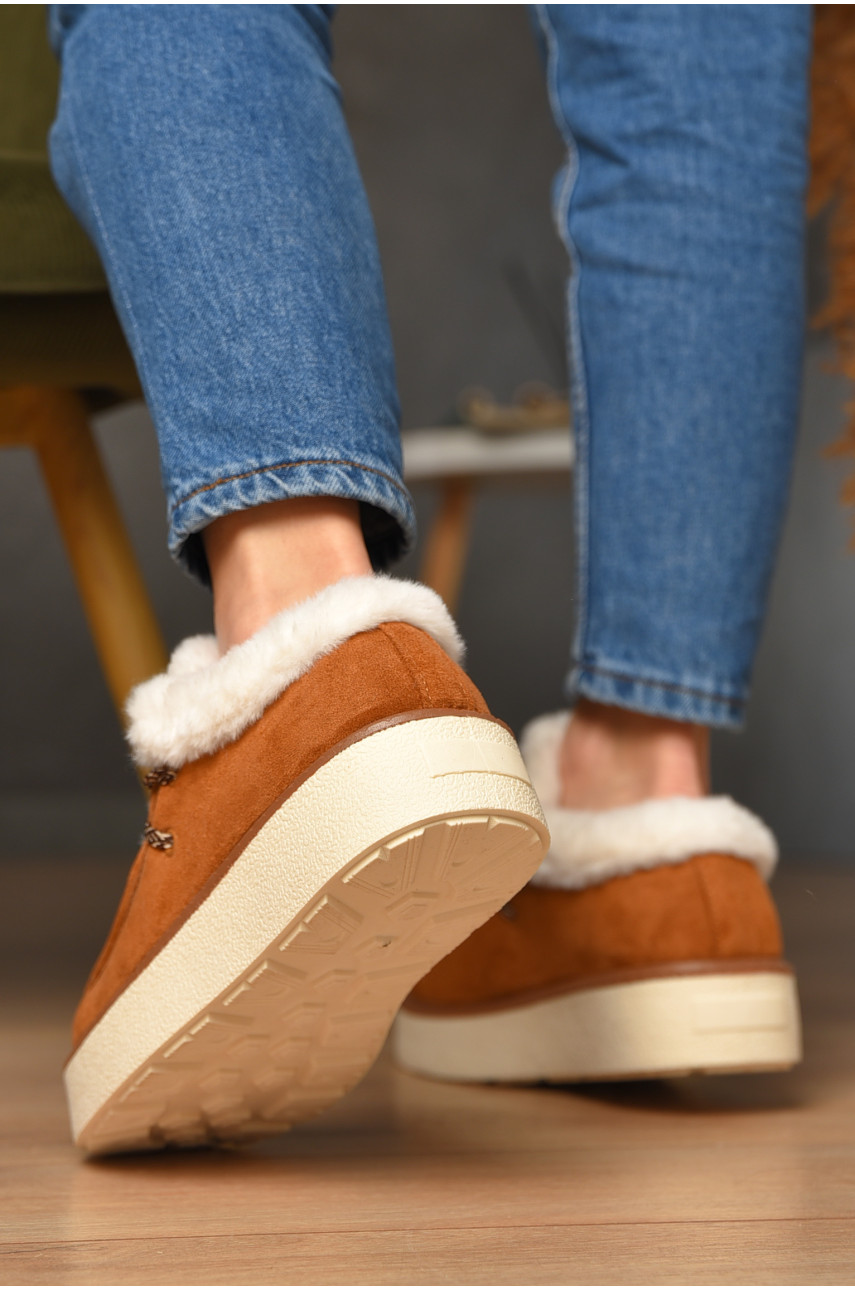 Лофери жіночі на хутрі світло-коричневого кольору М203-2 208571