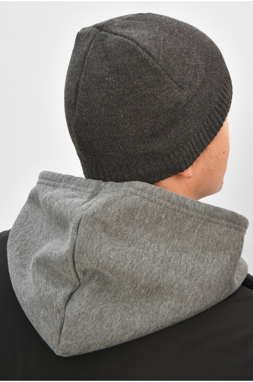 Шапка мужская на флисе серого цвета 208575