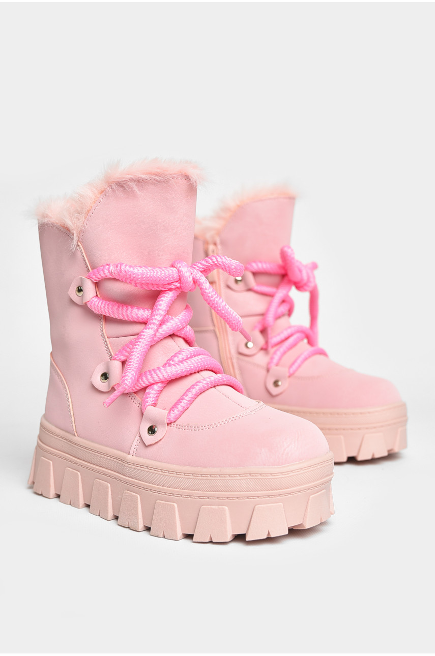 Ботинки детские для девочки светло-розового цвета зимние F50938-B 208581
