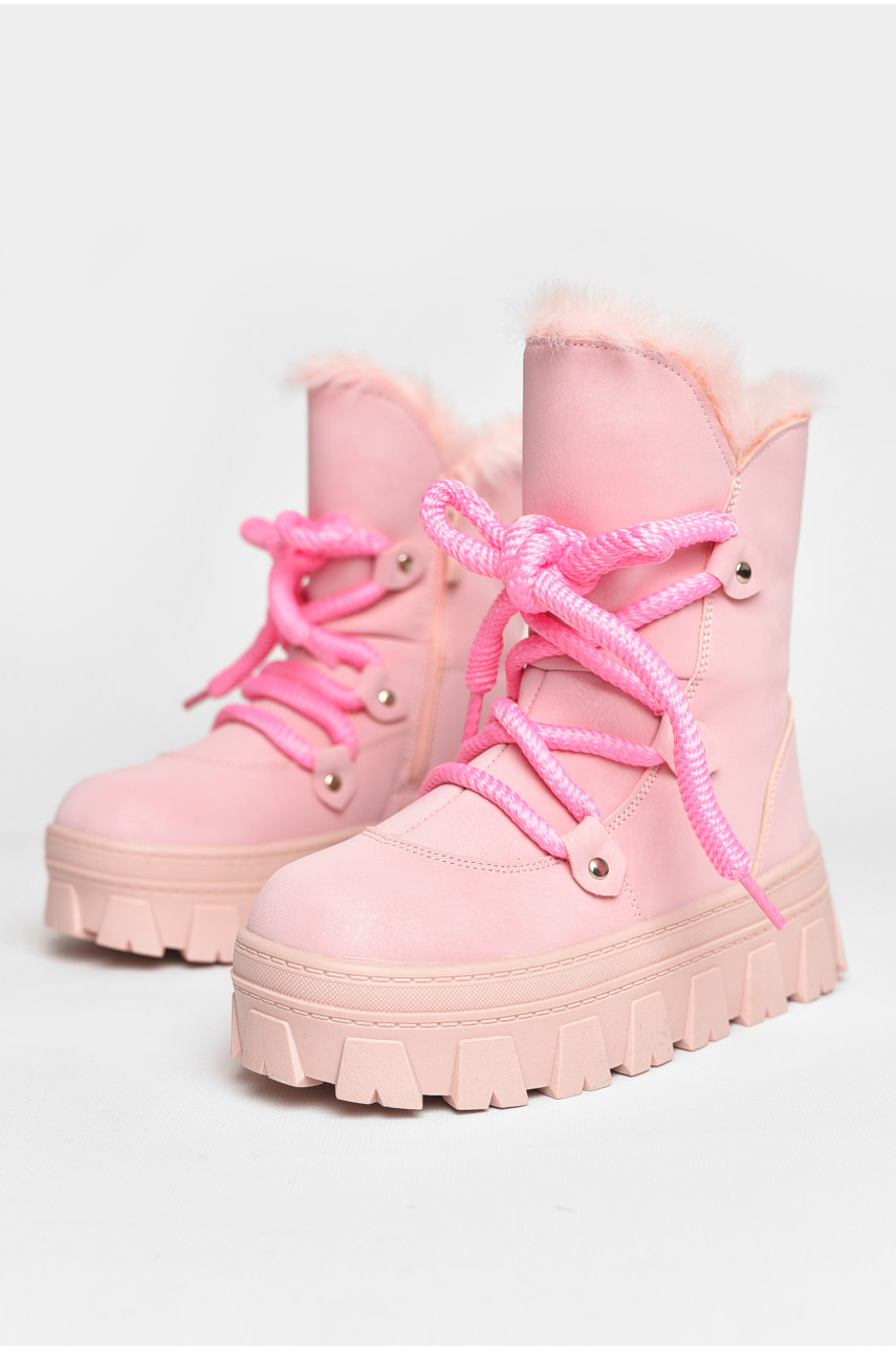 Ботинки детские для девочки светло-розового цвета зимние F50938-B 208581