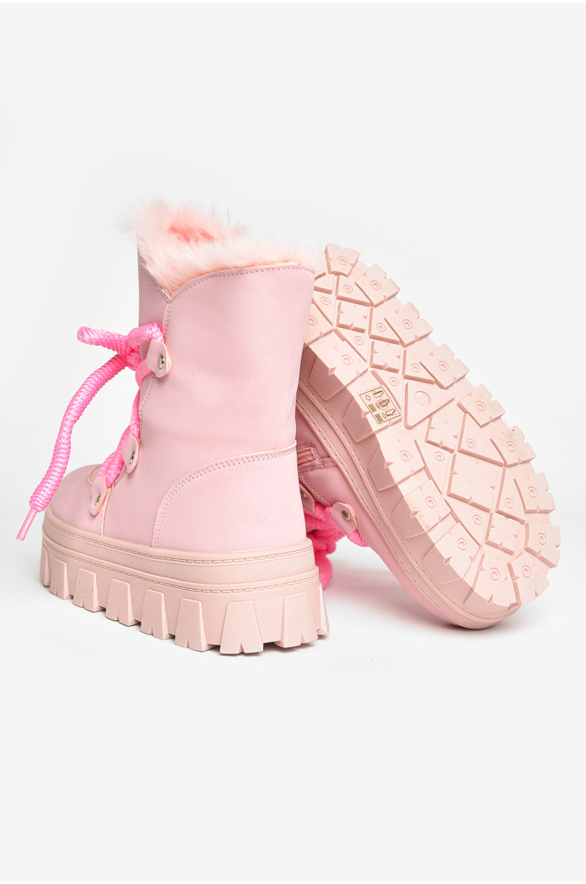 Ботинки детские для девочки светло-розового цвета зимние F50938-B 208581