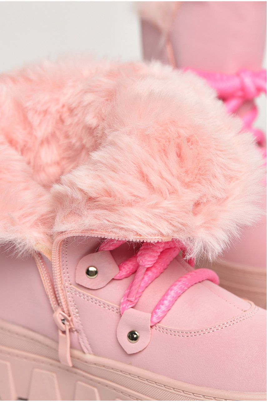 Ботинки детские для девочки светло-розового цвета зимние F50938-B 208581