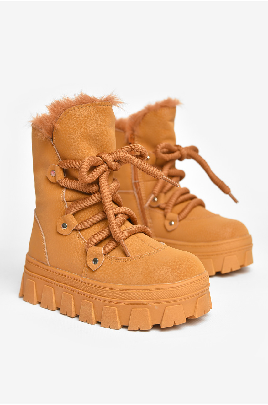 Ботинки детские для девочки светло-коричневого цвета зимние F50938-D 208583