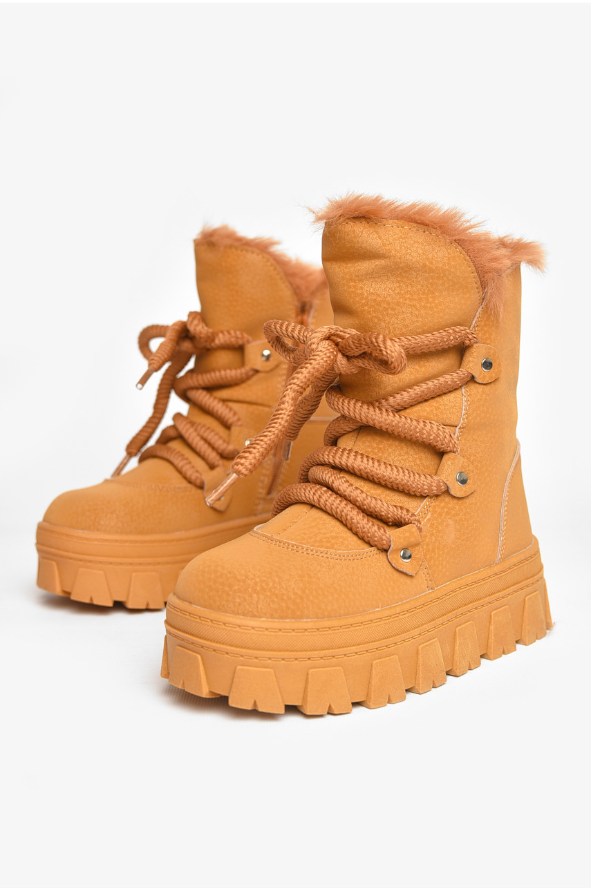 Ботинки детские для девочки светло-коричневого цвета зимние F50938-D 208583