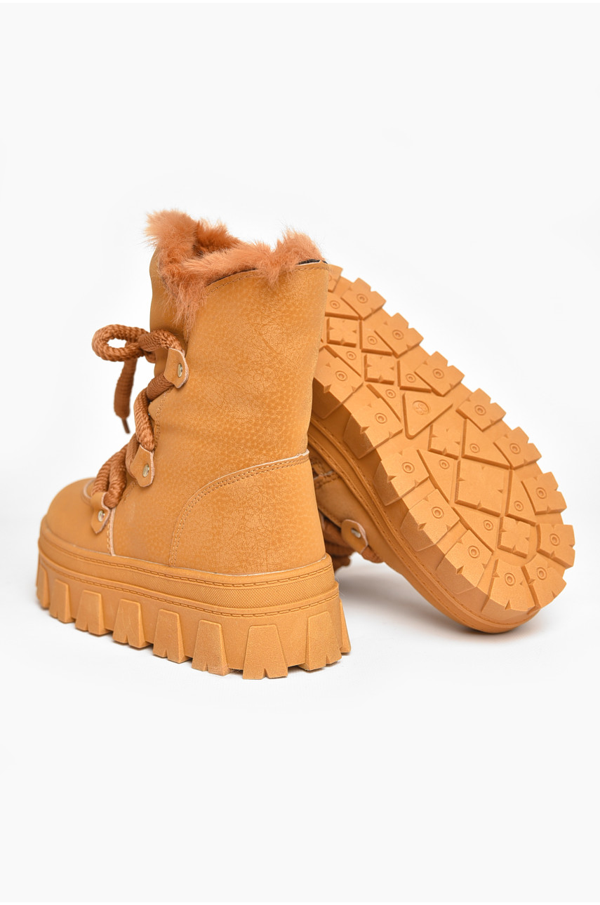 Ботинки детские для девочки светло-коричневого цвета зимние F50938-D 208583