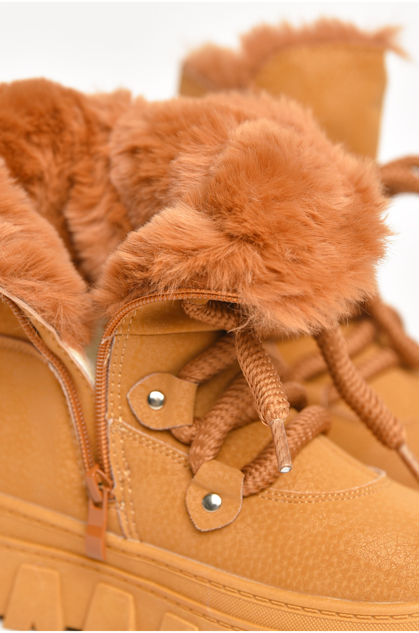 Ботинки детские для девочки светло-коричневого цвета зимние F50938-D 208583