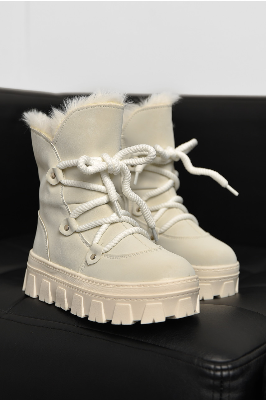 Ботинки детские для девочки белого цвета зимние F50938-A 208584