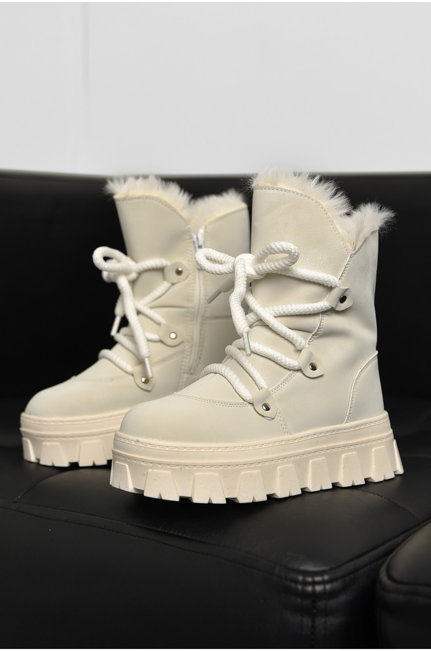 Ботинки детские для девочки белого цвета зимние F50938-A 208584