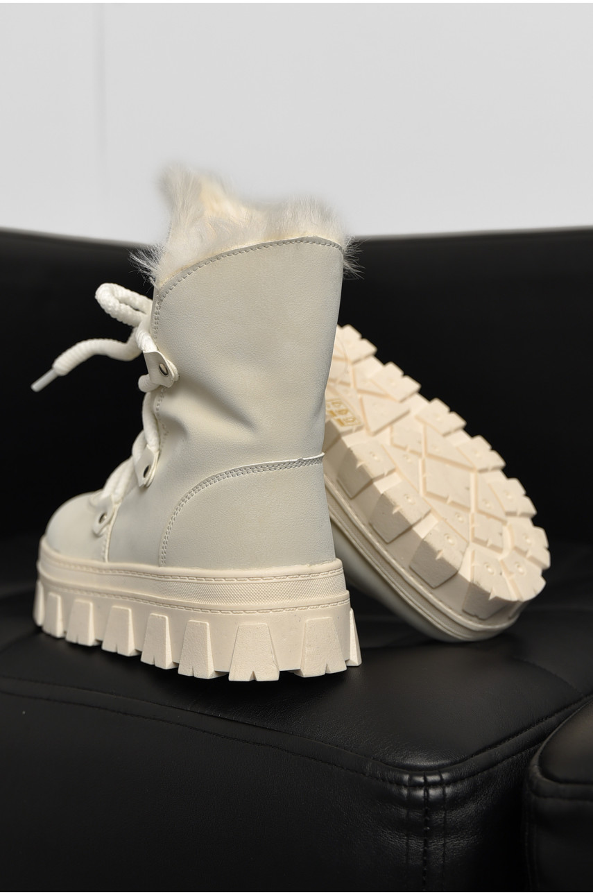 Ботинки детские для девочки белого цвета зимние F50938-A 208584