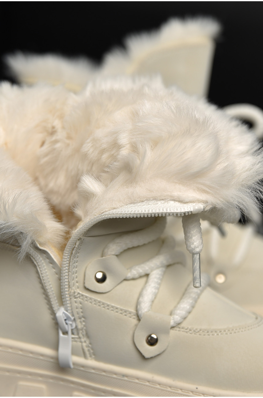 Ботинки детские для девочки белого цвета зимние F50938-A 208584