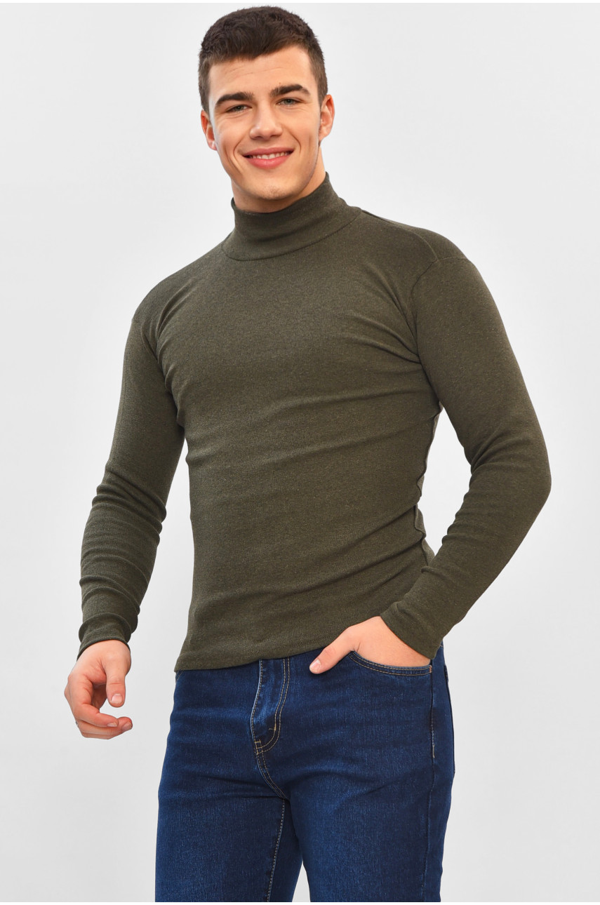 Гольф мужской однотонный на флисе цвета хаки 34336 208590