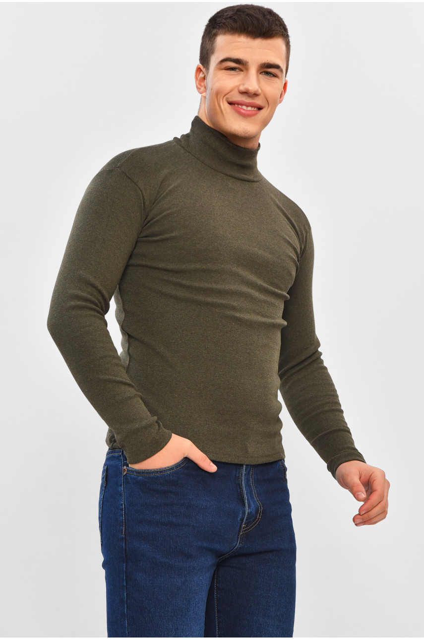 Гольф мужской однотонный на флисе цвета хаки 34336 208590