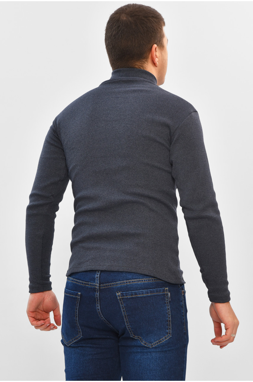 Гольф чоловічий однотонний на флісі темно-синього кольору 34336 208591