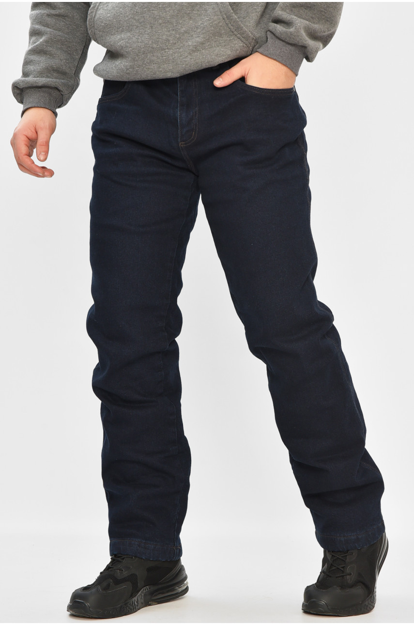 Джинсы мужские полубатальные на флисе тёмно-синего цвета 3479832 208595