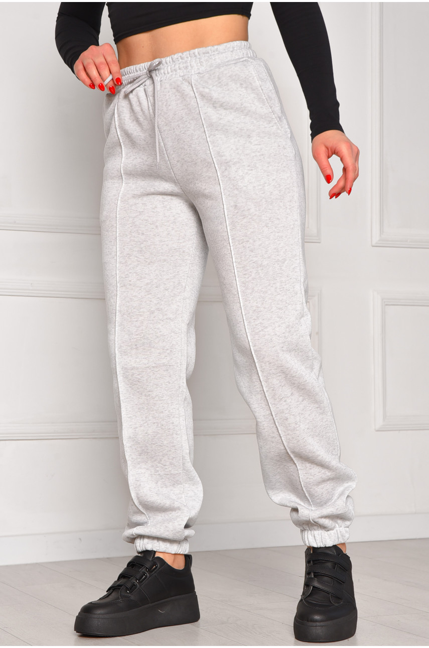 Спортивные штаны женские на флисе серого цвета 350 208606