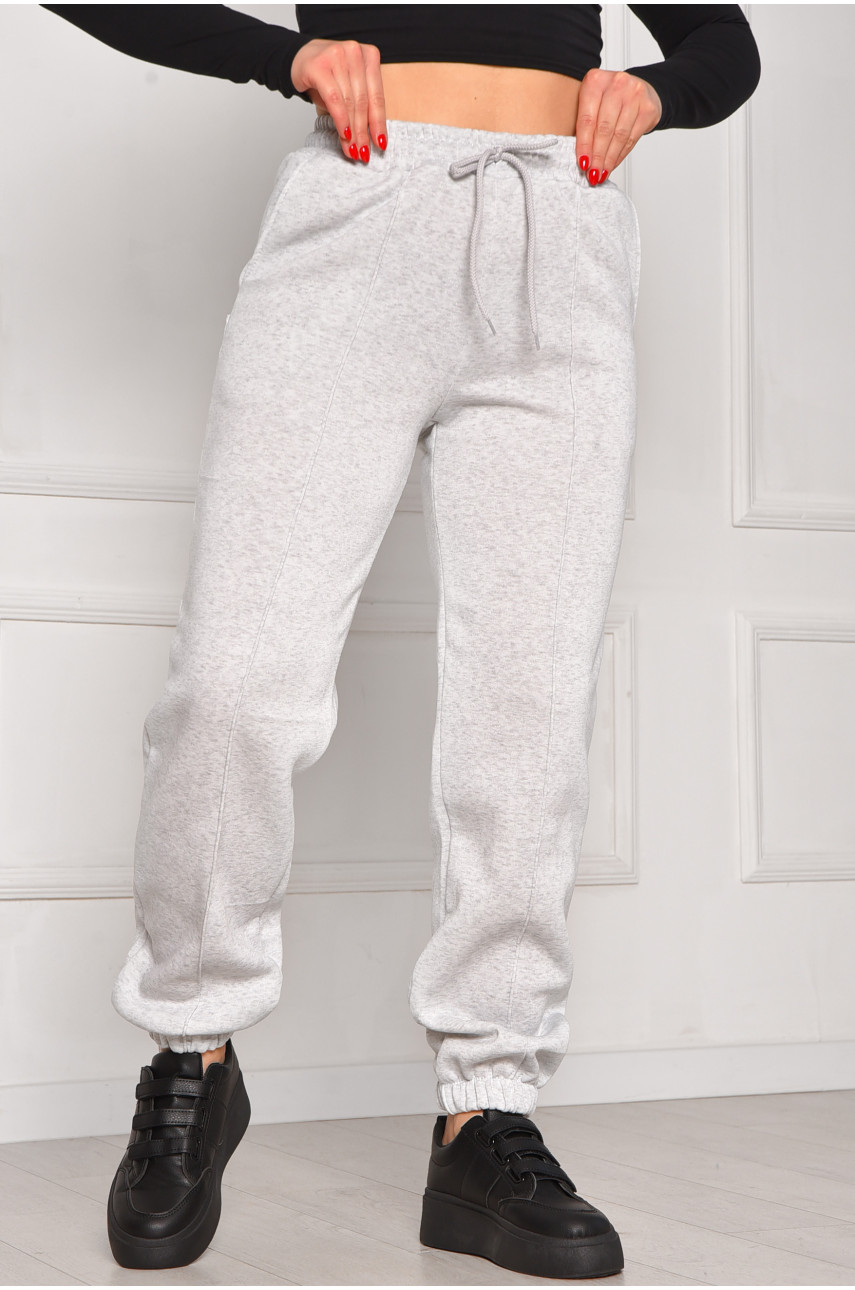 Спортивные штаны женские на флисе серого цвета 350 208606
