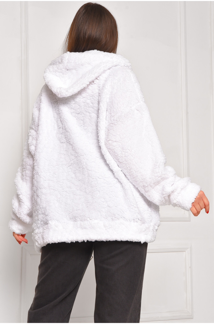 Кофта женская однотонная тедди  белого цвета 1514 208607