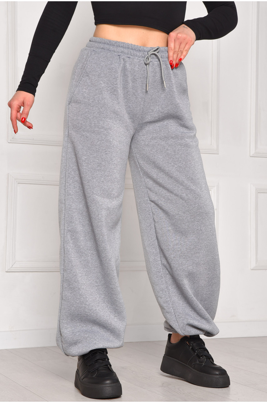 Спортивные штаны женские на флисе тёмно-серого цвета 1835 208610