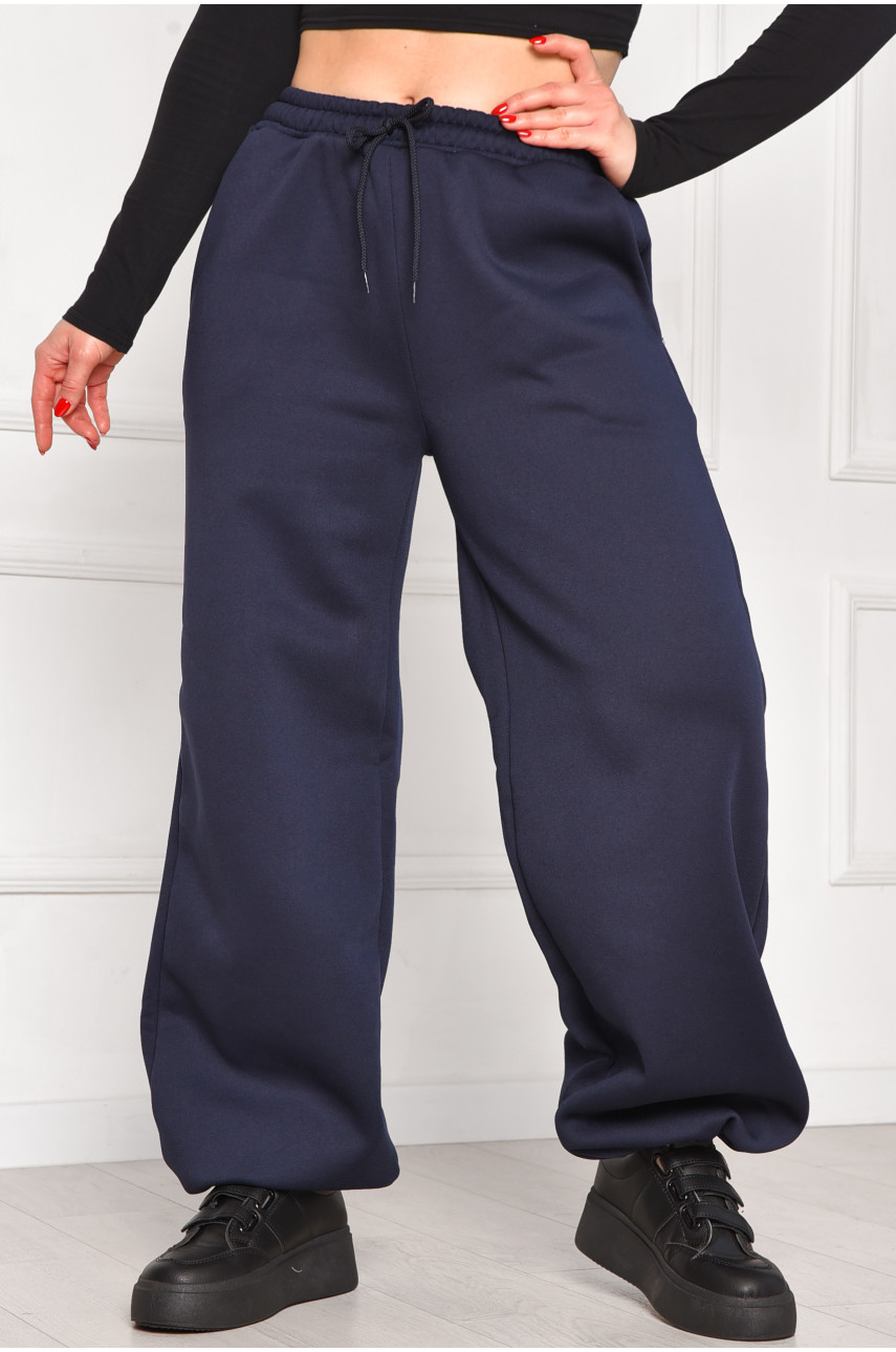 Спортивные штаны женские на флисе тёмно-синего цвета 1835 208612