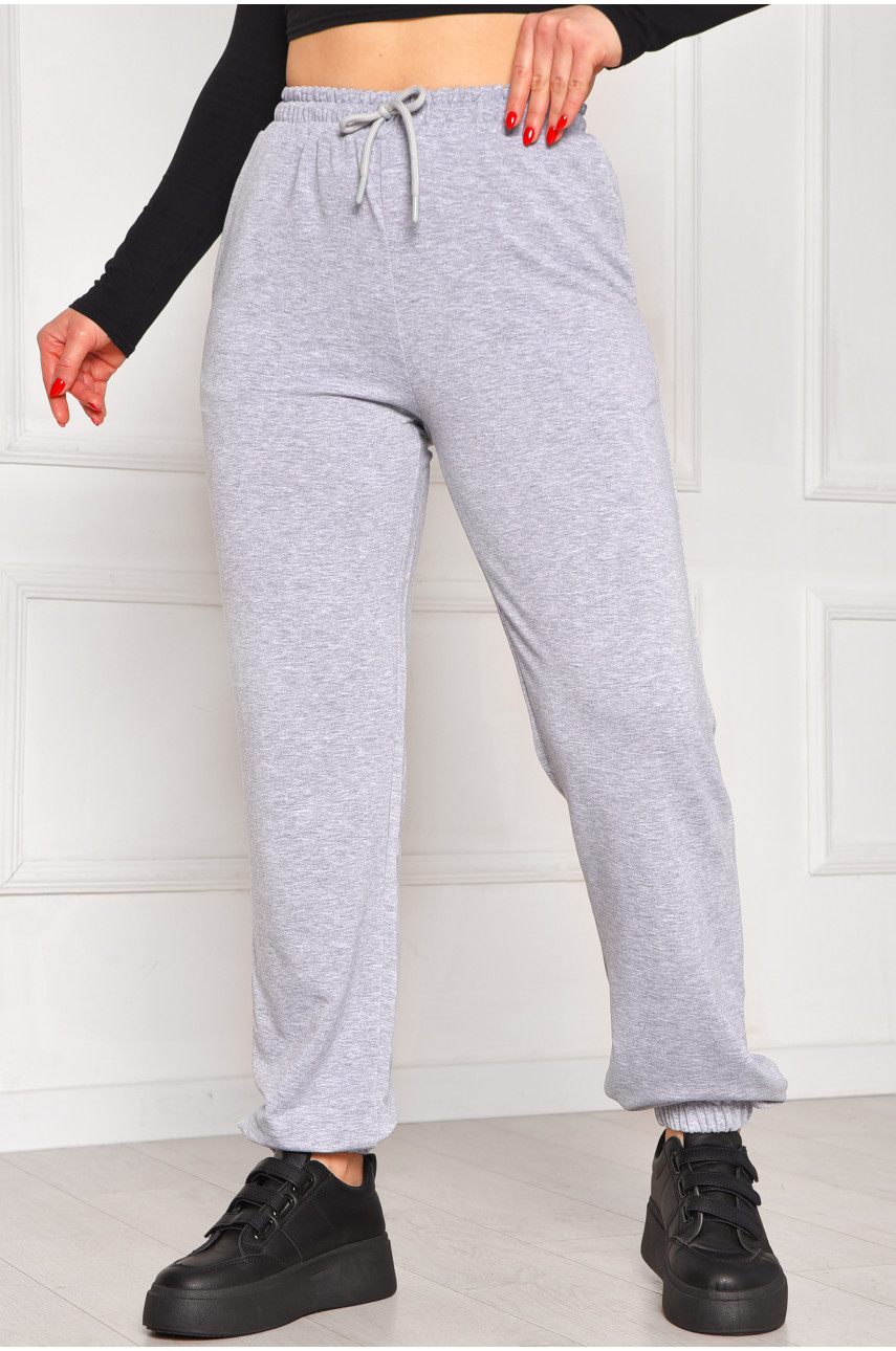 Спортивные штаны женские однотонные серого цвета 448 208614