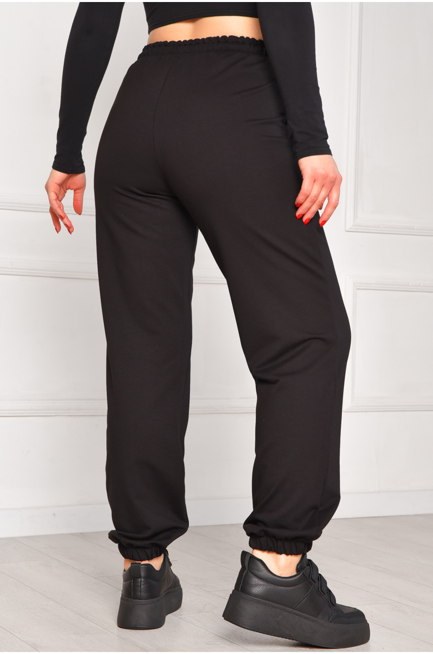 Спортивные штаны женские однотонные черного цвета 448 208615
