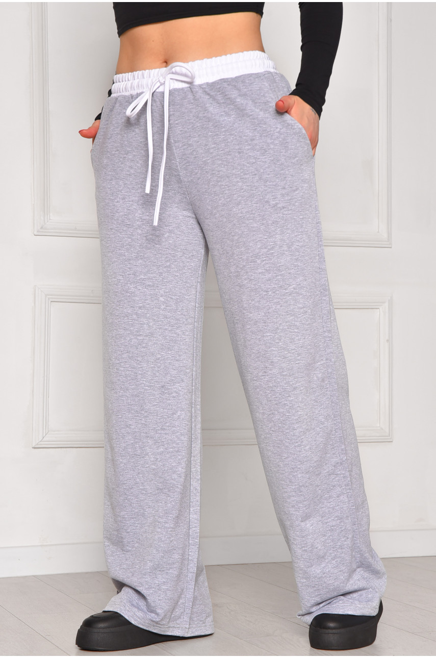 Спортивные штаны женские однотонные светло-серого цвета 7129 208616