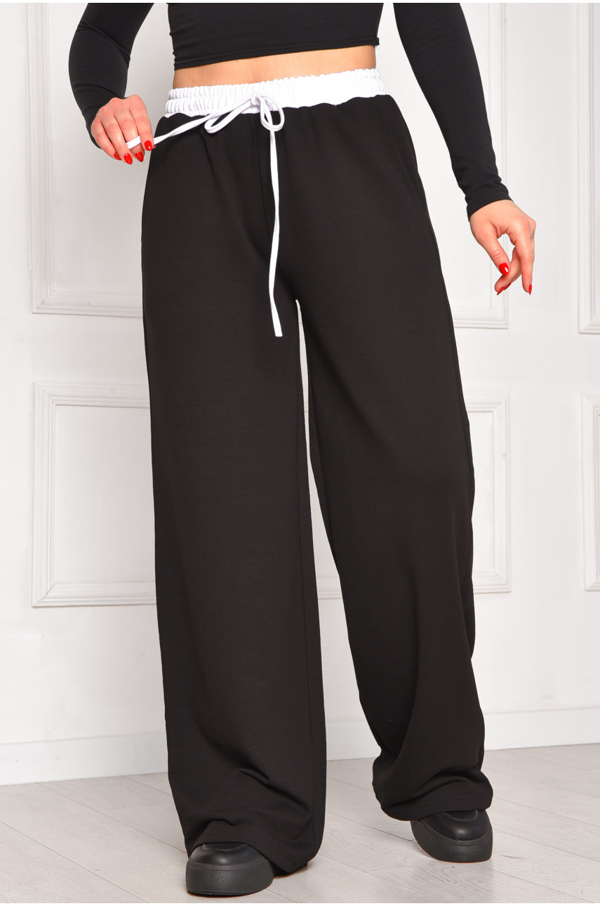 Спортивные штаны женские однотонные черного цвета 7129 208617